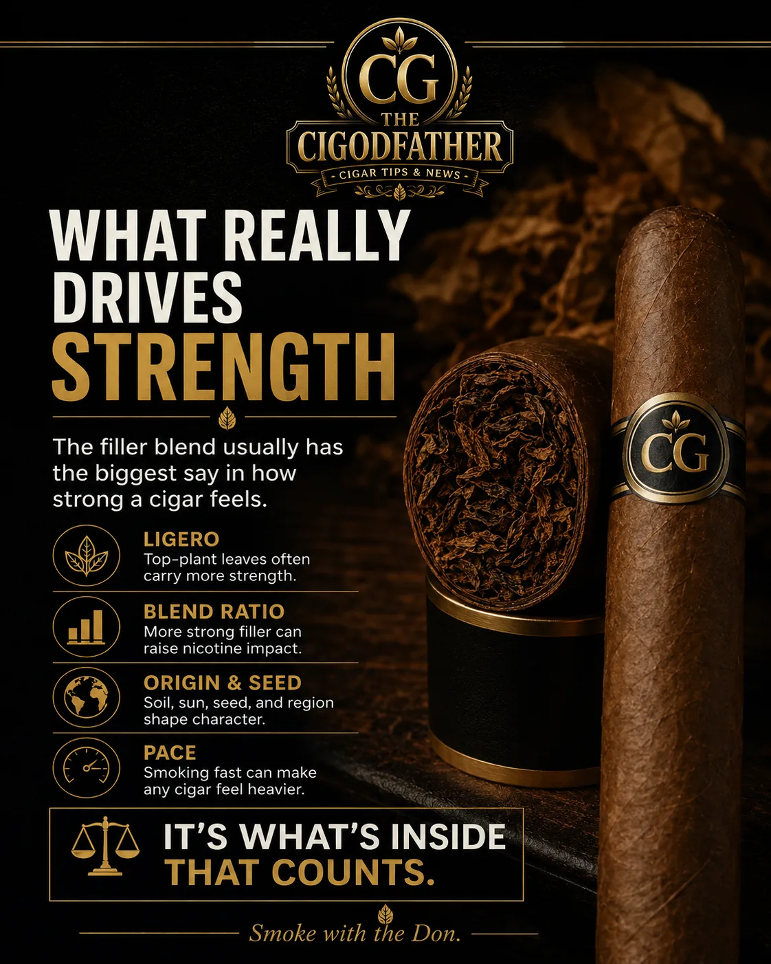 What really drives strength: ligero, blend ratio, origin and seed, and smoking pace